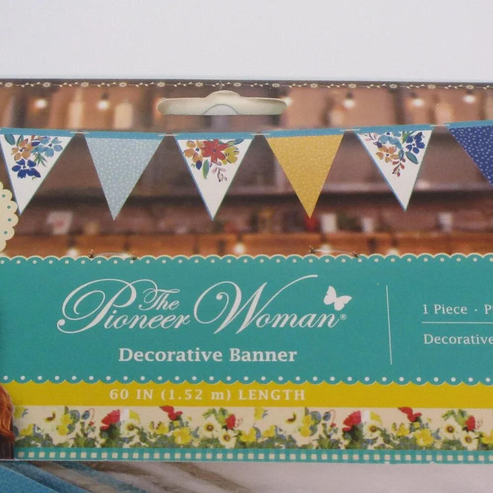 2 Pioneer Woman Decorative Fabric Banner Garland 60